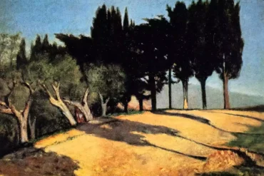 Il Dipinto Di Giuseppe Abbati Strada Di Campagna Con Cipressi, Strada Sterrata Luminosa Tra Cipressi Scuri