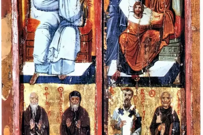 Holy Mandylion Byzantine Icon With King Abgar And Saints At Mount Sinai