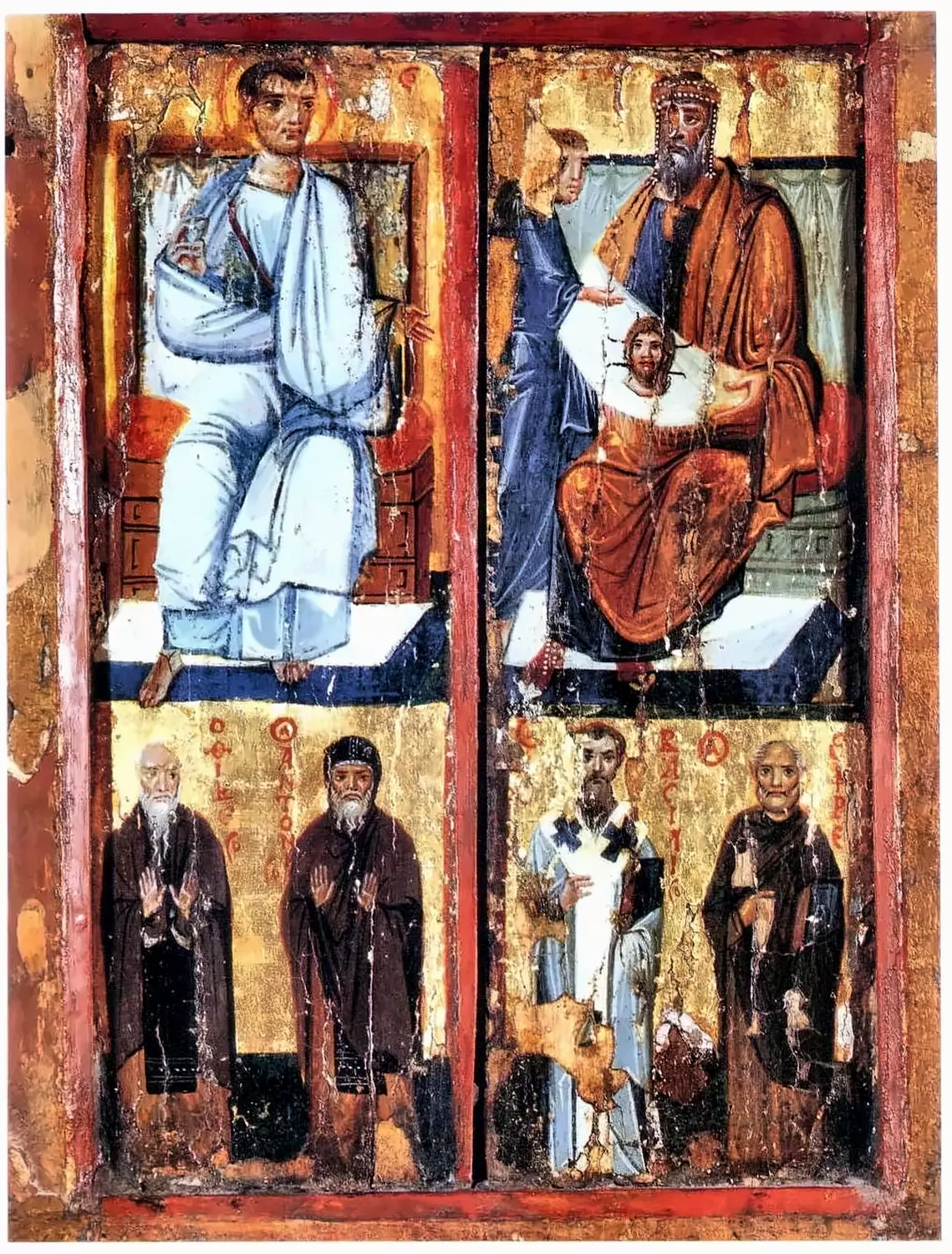 Holy Mandylion Byzantine Icon With King Abgar And Saints At Mount Sinai