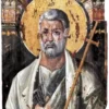 Encaustic Icon Of Saint Peter Sinai With Three Medallions Of Christ And The Theotokos