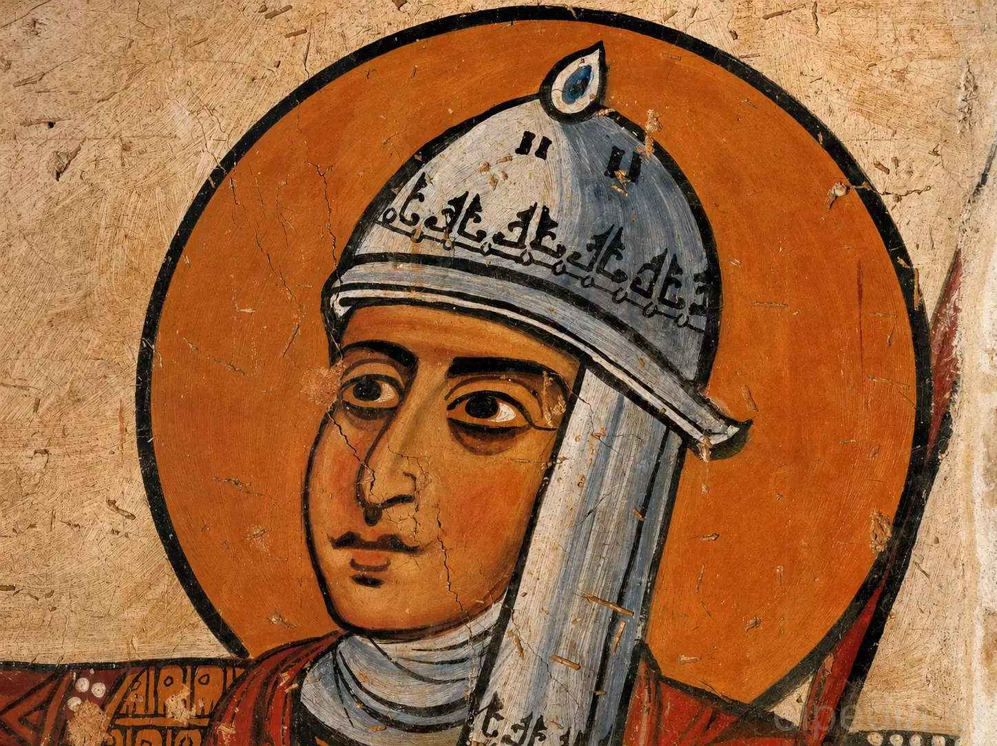 Josué En Hosios Loukas: Fresco Bizantino 8 Detalle Del Rostro En El Fresco De Josué, Hosios Loukas
