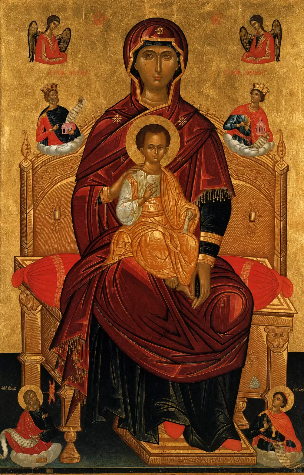 Kyria Ton Angelon Icon, Enthroned Theotokos And Child, Cretan School, Corfu