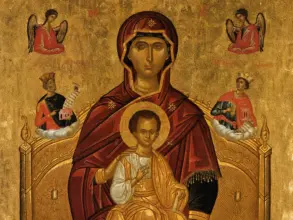 Detail Of The Kyria Ton Angelon Icon: Virgin, Christ Child, And Archangels