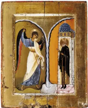 The Miracle Of Chonae Icon Showing Archangel Michael Saving Archippus'S Church.