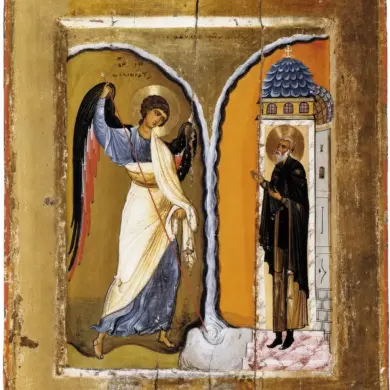 The Miracle Of Chonae Icon Showing Archangel Michael Saving Archippus'S Church.