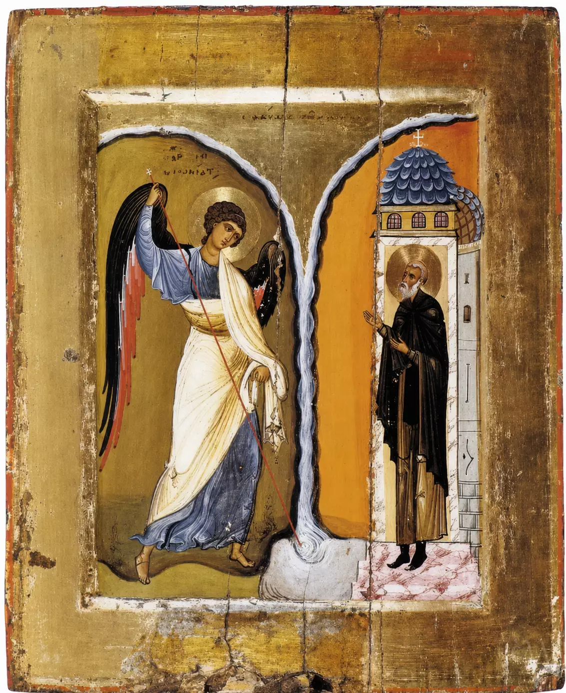 The Miracle Of Chonae Icon Showing Archangel Michael Saving Archippus'S Church.