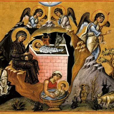 Natività Di Cristo Bizantina, Miniatura Nel Menologio Di Basilio Ii, Intorno Al 985