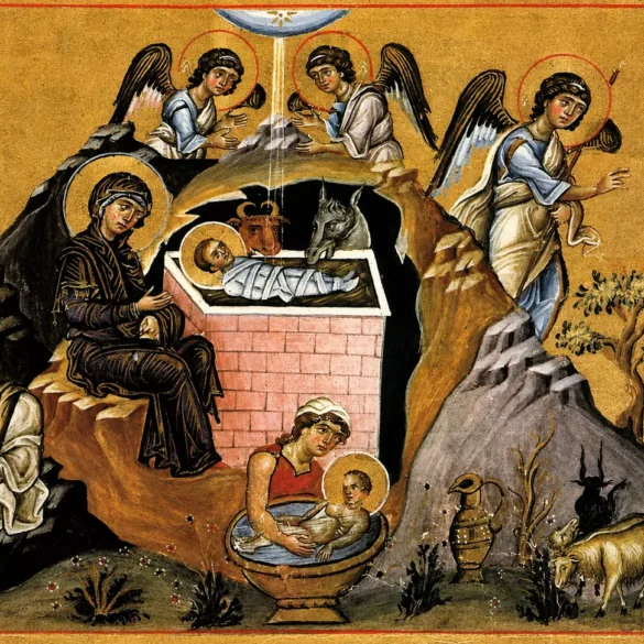 Natività Di Cristo Bizantina, Miniatura Nel Menologio Di Basilio Ii, Intorno Al 985