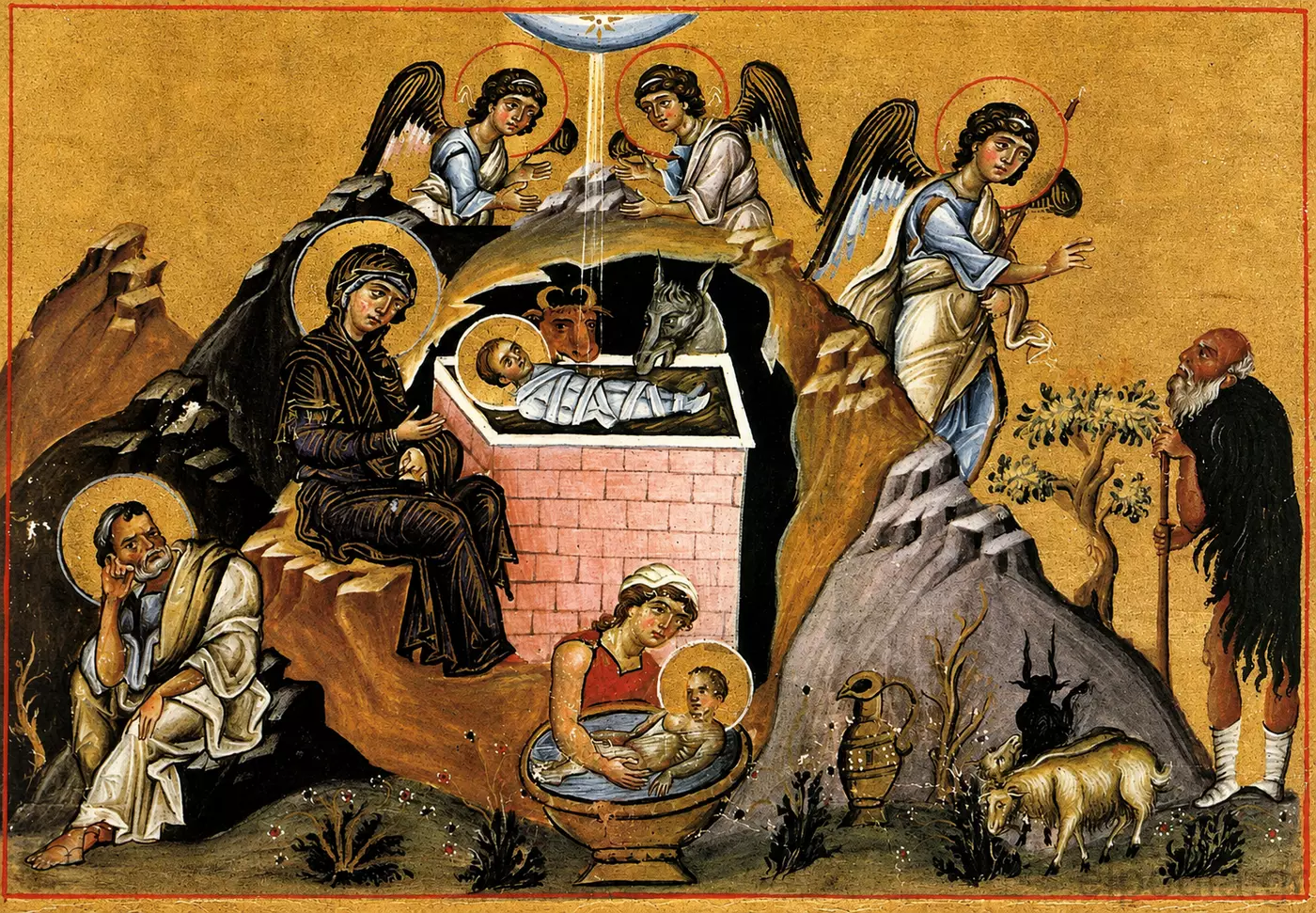 Natività Di Cristo Bizantina, Miniatura Nel Menologio Di Basilio Ii, Intorno Al 985