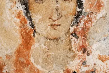 Panagia Nikopoios At Drosiani With Frontal Face And Faded Seventh-Century Pigments
