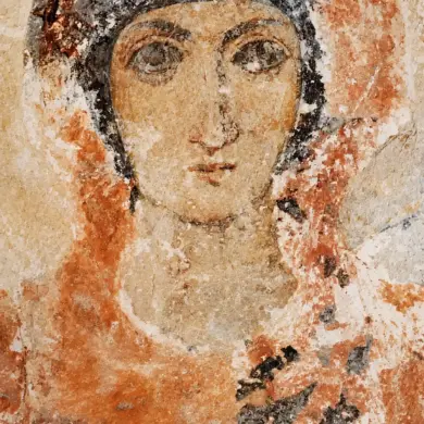 Panagia Nikopoios At Drosiani With Frontal Face And Faded Seventh-Century Pigments