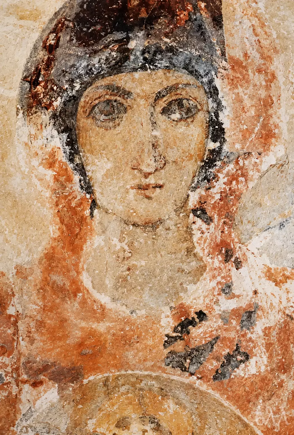 Panagia Nikopoios At Drosiani With Frontal Face And Faded Seventh-Century Pigments