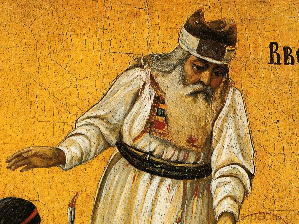 Presentation Of The Virgin Icon Detail Showing The Elderly Priest Zacharias