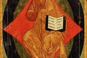 Christ Pantocrator Enthroned Icon In Egg Tempera Within A Geometric Mandorla