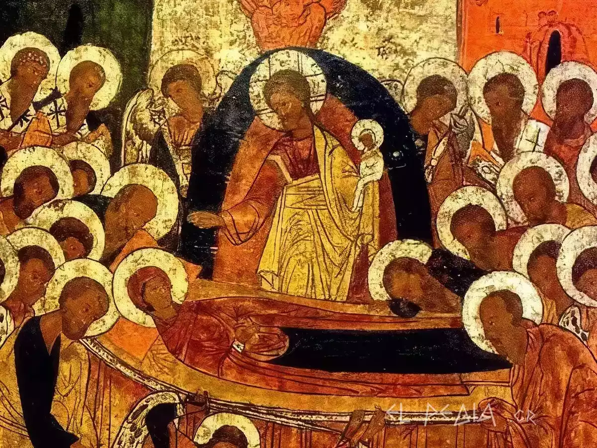 Dormition Of The Theotokos: Work Of The Novgorod School 6 Christ Holds The Soul Of The Virgin In The Russian Icon Of The Dormition In Clinton, Among The Apostles.