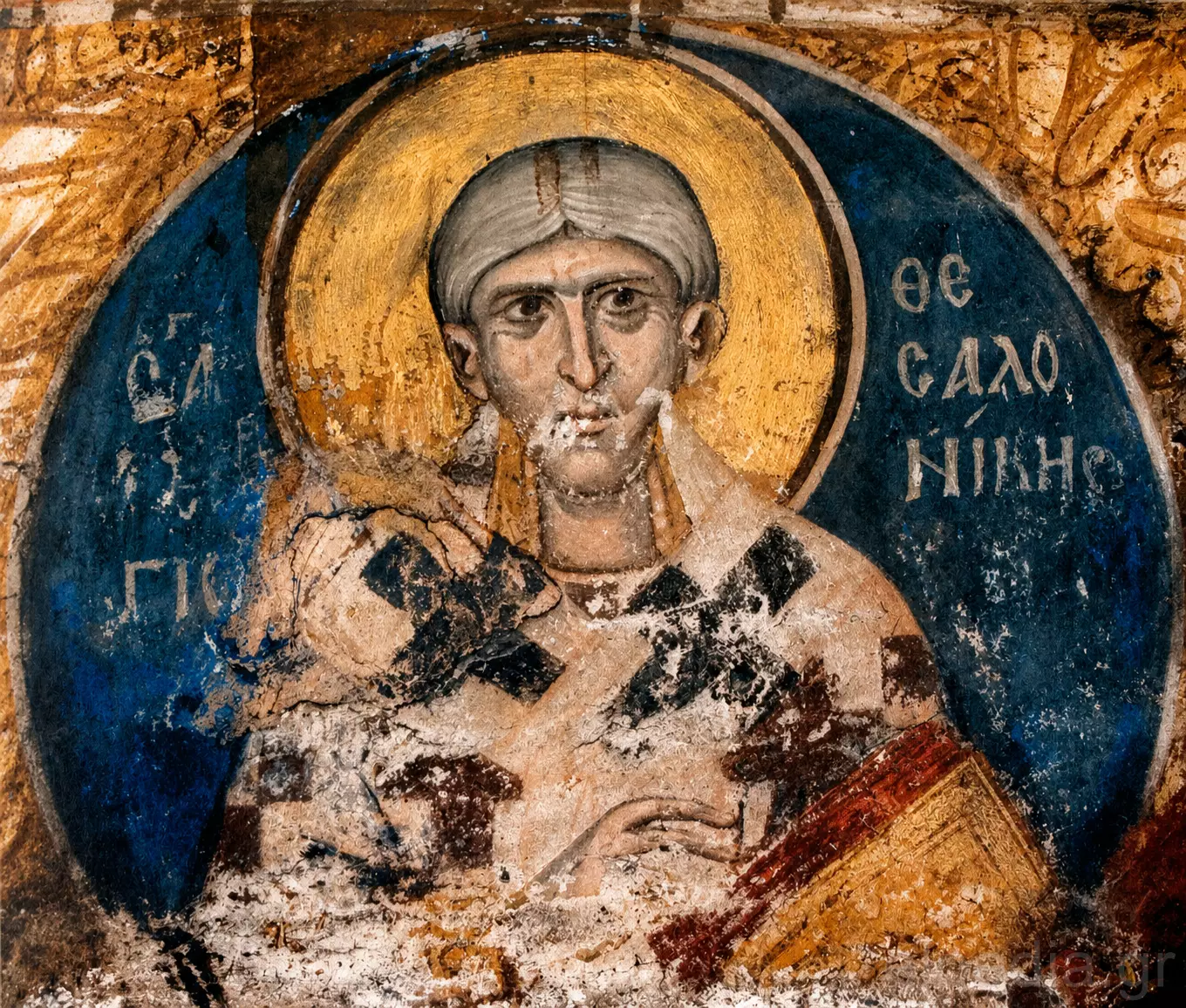 Saint George Of Thessalonica In A Byzantine Fresco Of The Monastery Of Vatopedi, 1312