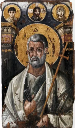 Saint Peter Icon At Mount Sinai With Keys, Cross-Staff And Three Upper Medallions