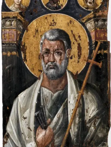 Saint Peter Icon At Mount Sinai With Keys, Cross-Staff And Three Upper Medallions