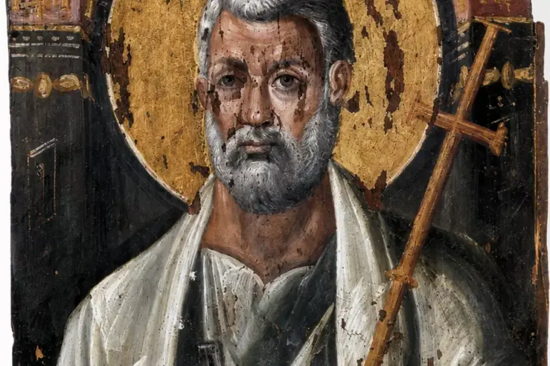 Saint Peter Icon At Mount Sinai With Keys, Cross-Staff And Three Upper Medallions
