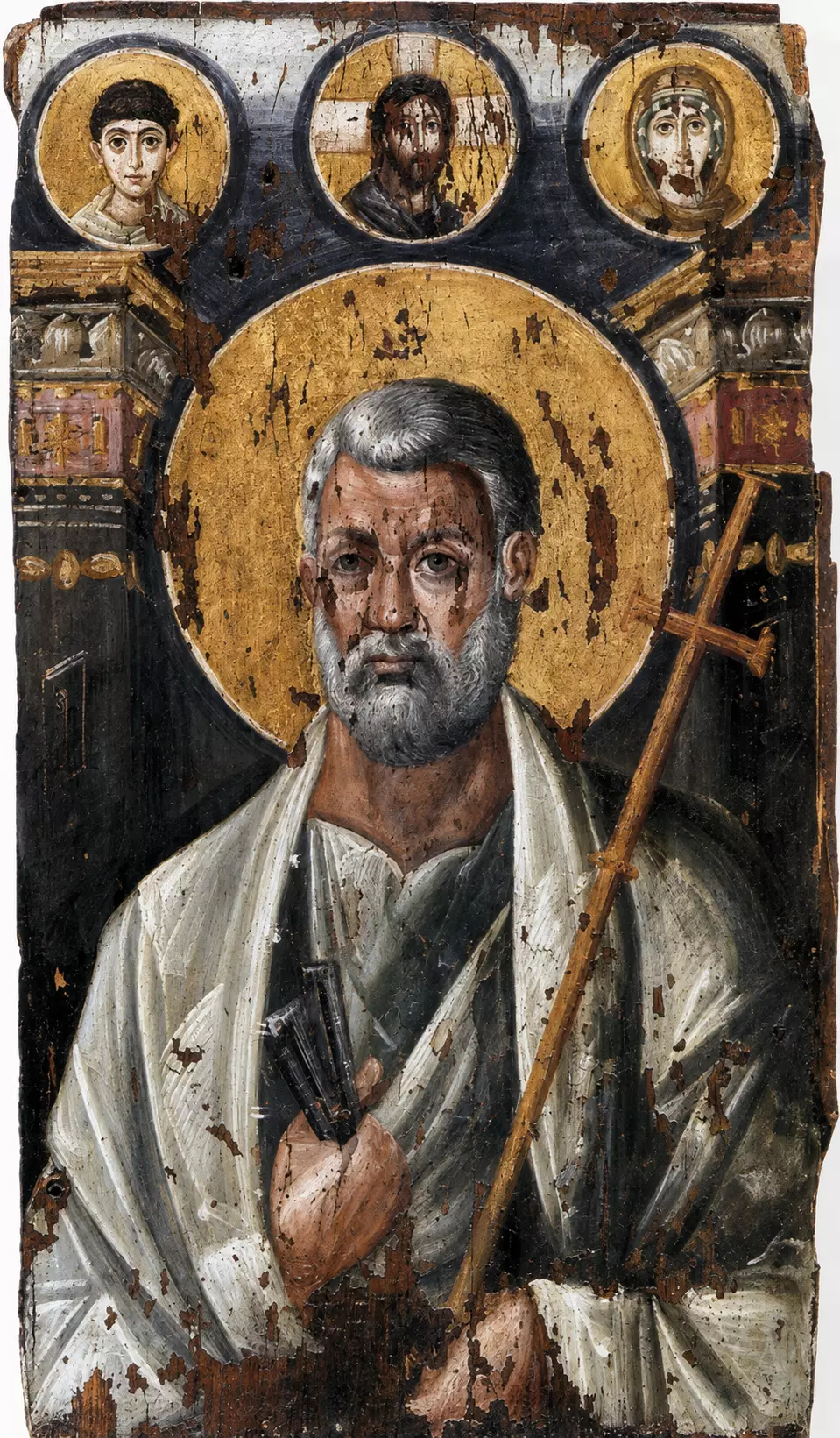 Saint Peter Icon At Mount Sinai With Keys, Cross-Staff And Three Upper Medallions