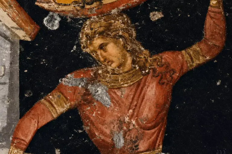 Salome'S Dance Fresco Detail With John The Baptist'S Head Above The Dancer