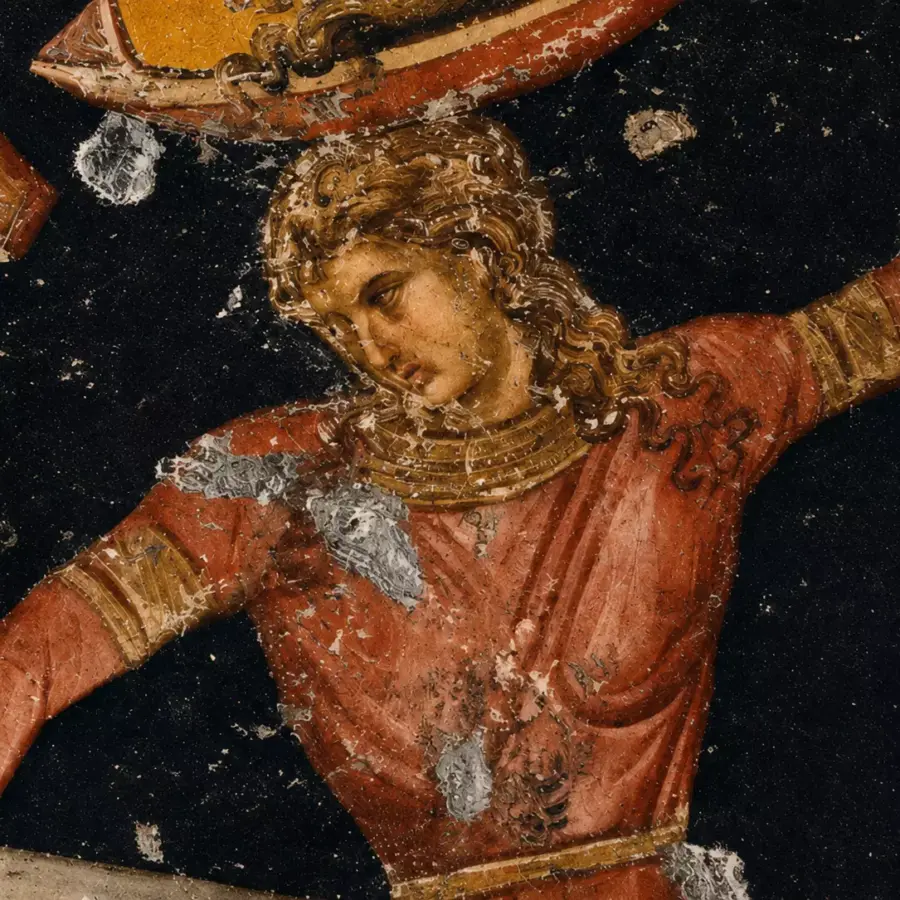 Salome'S Dance Fresco Detail With John The Baptist'S Head Above The Dancer
