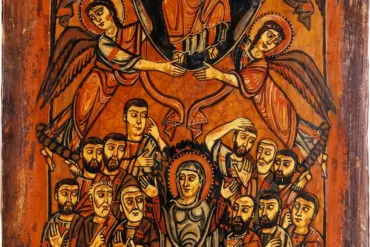 Sinai Ascension Icon With Christ In A Mandorla Above The Theotokos And Apostles