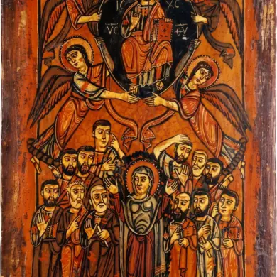 Sinai Ascension Icon With Christ In A Mandorla Above The Theotokos And Apostles