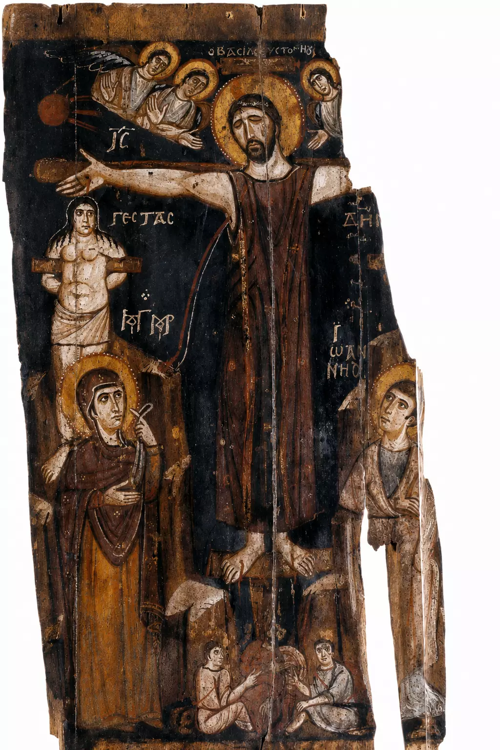 Sinai Crucifixion Icon With Christ, The Theotokos, John, Thieves And Angels