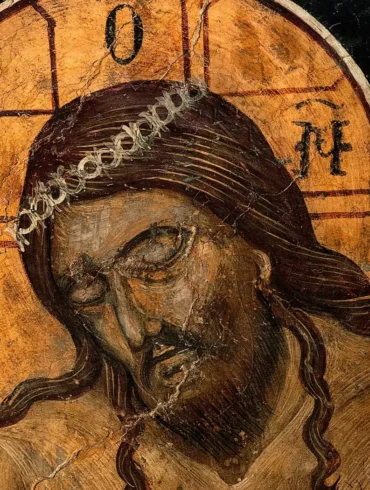La Suma Humillación De Georgios Moschos (1620) 7 Detalle De Rostro En La Suma Humillación, Fresco De Arte Posbizantino En Chrysapha
