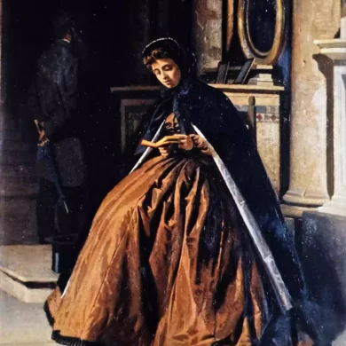 The Prayer By Abbati, Full Composition With The Woman At Prayer Within The Shadow