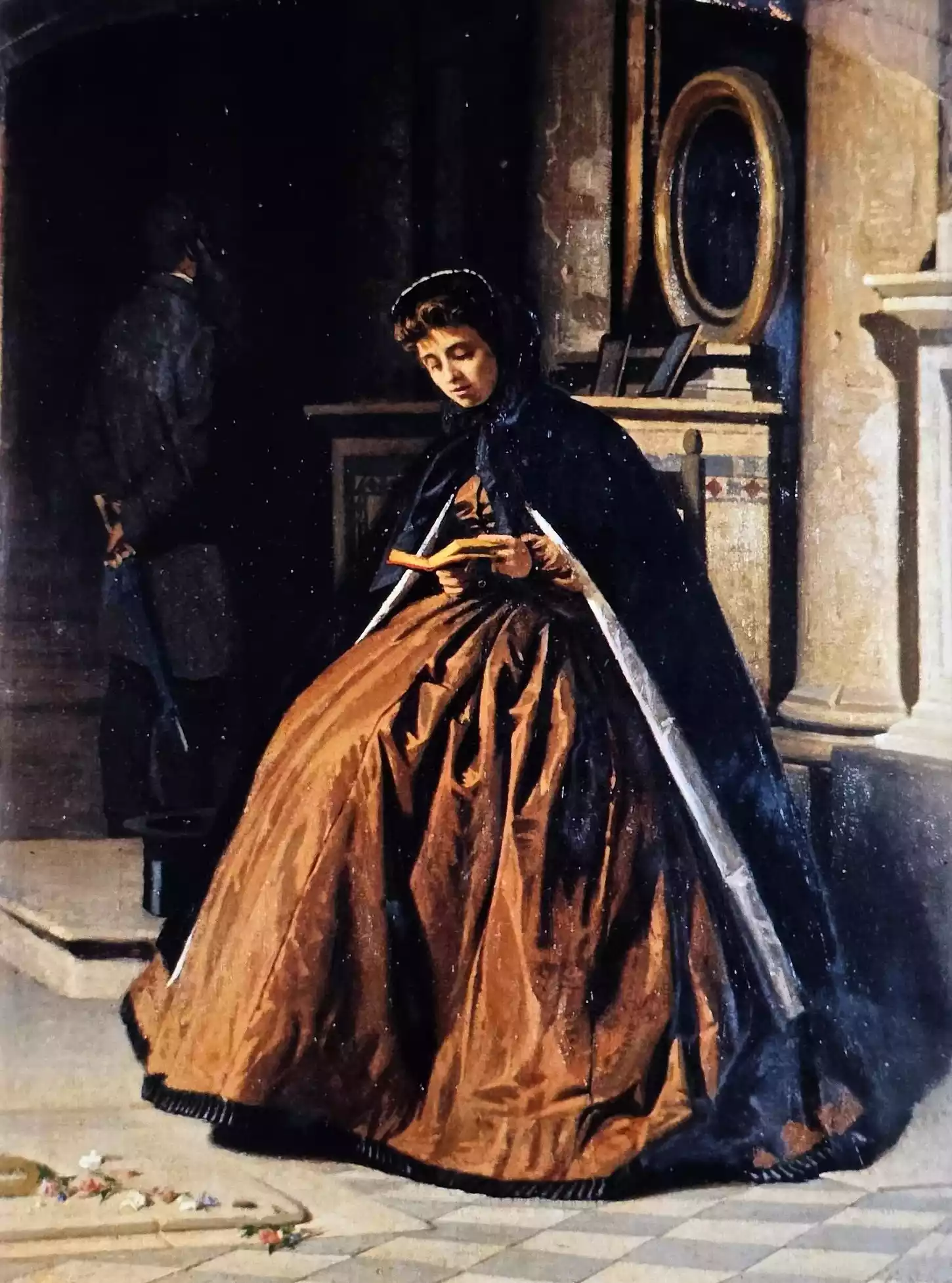 The Prayer By Abbati, Full Composition With The Woman At Prayer Within The Shadow