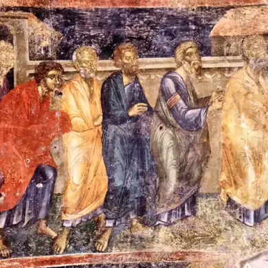 Valsamonero Communion Of The Apostles With Six Figures In A Painted Procession