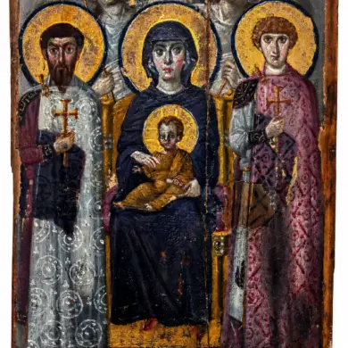 Virgin And Child Sinai Icon With Saints Theodore And George And Two Angels