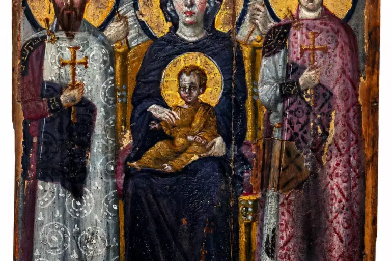 Virgin And Child Sinai Icon With Saints Theodore And George And Two Angels