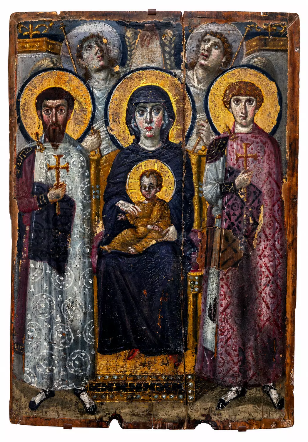 Virgin And Child Sinai Icon With Saints Theodore And George And Two Angels