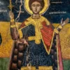 Μεταβυζαντινή Τοιχογραφία Του Αγίου Γεωργίου Με Στολή Αξιωματούχου Και Φωτοστέφανο