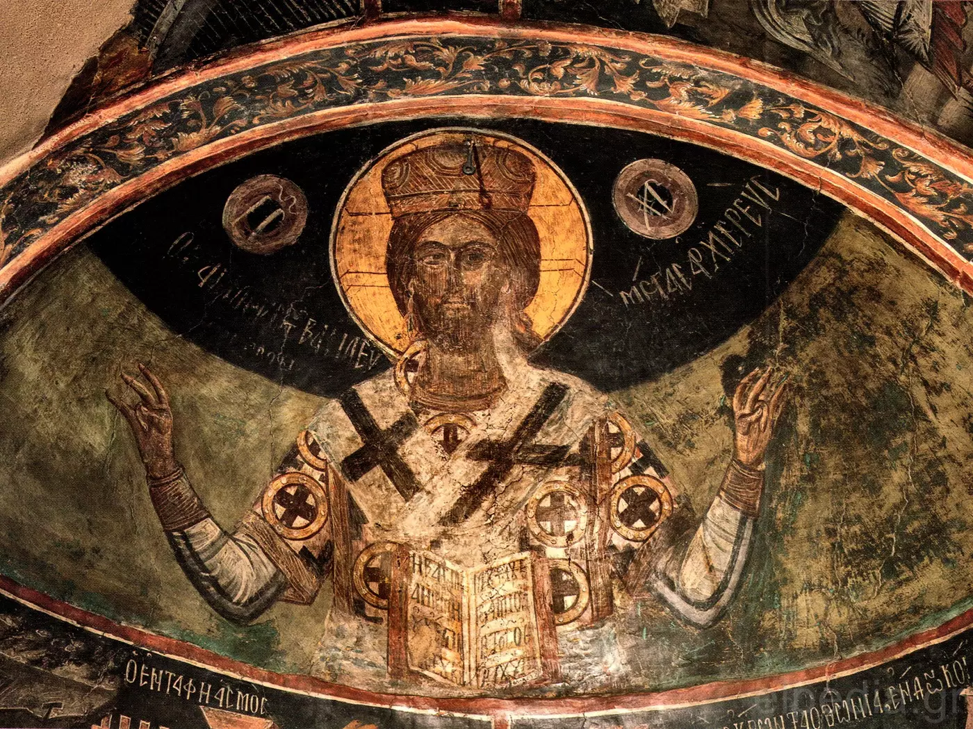 Christ The Great High Priest In A Fresco By Georgios Moschos At The Chrysapha Monastery