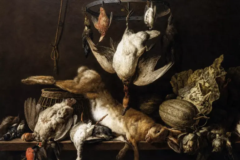 Still-Life With Hare And Birds By Adriaen Van Utrecht With Game And Vegetables