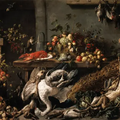 Adriaen Van Utrecht The Pantry With Fruit, Lobster, Swan, Peacock And Game