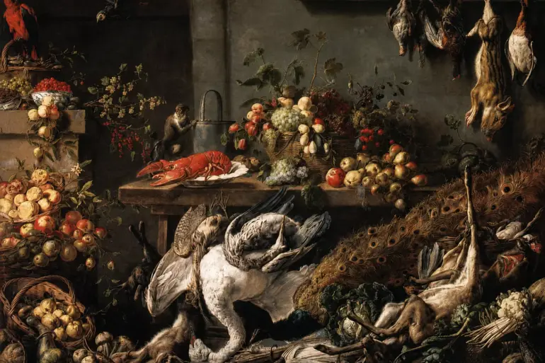 Adriaen Van Utrecht The Pantry With Fruit, Lobster, Swan, Peacock And Game