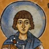 Λεπτομέρεια Προσώπου Του Αγίου Σεργίου Σε Βυζαντινή Τοιχογραφία Τέχνης