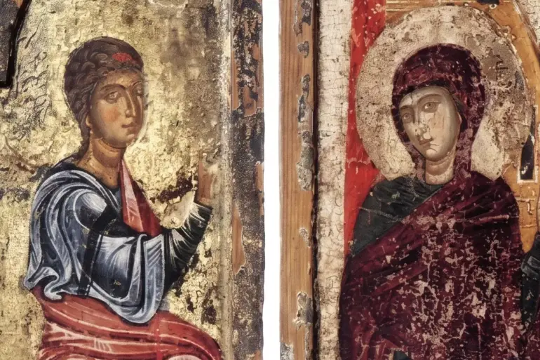 Annunciation Bema Doors Of Lefkara Showing Gabriel And The Theotokos In Detail