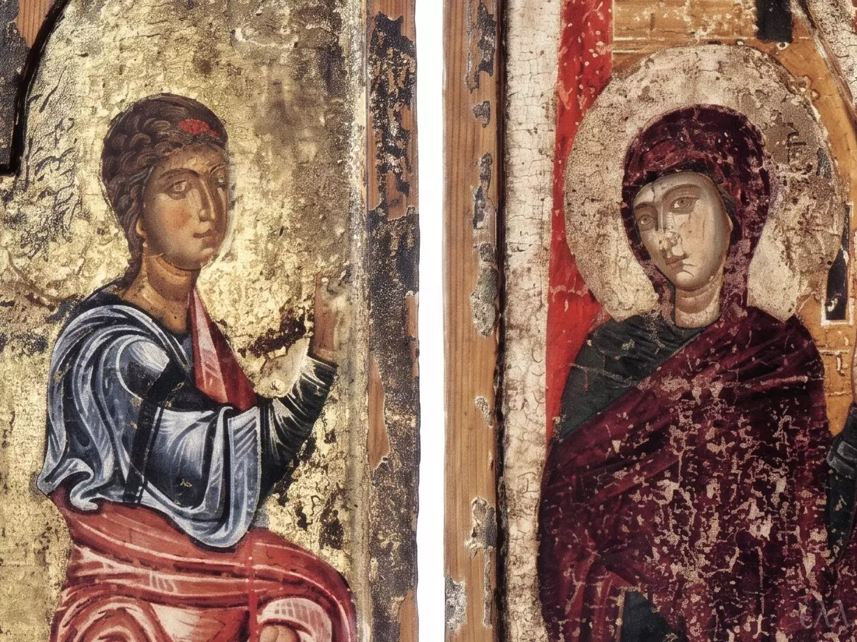 Annunciation Bema Doors Of Lefkara Showing Gabriel And The Theotokos In Detail