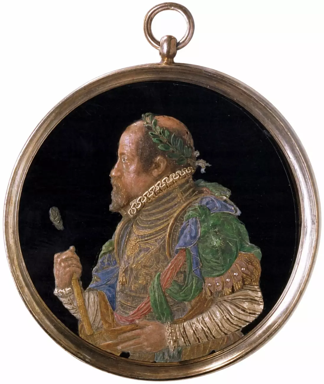 Antonio Abondio Wax Medallion Portrait Depicting Emperor Maximilian Ii In Profile.
