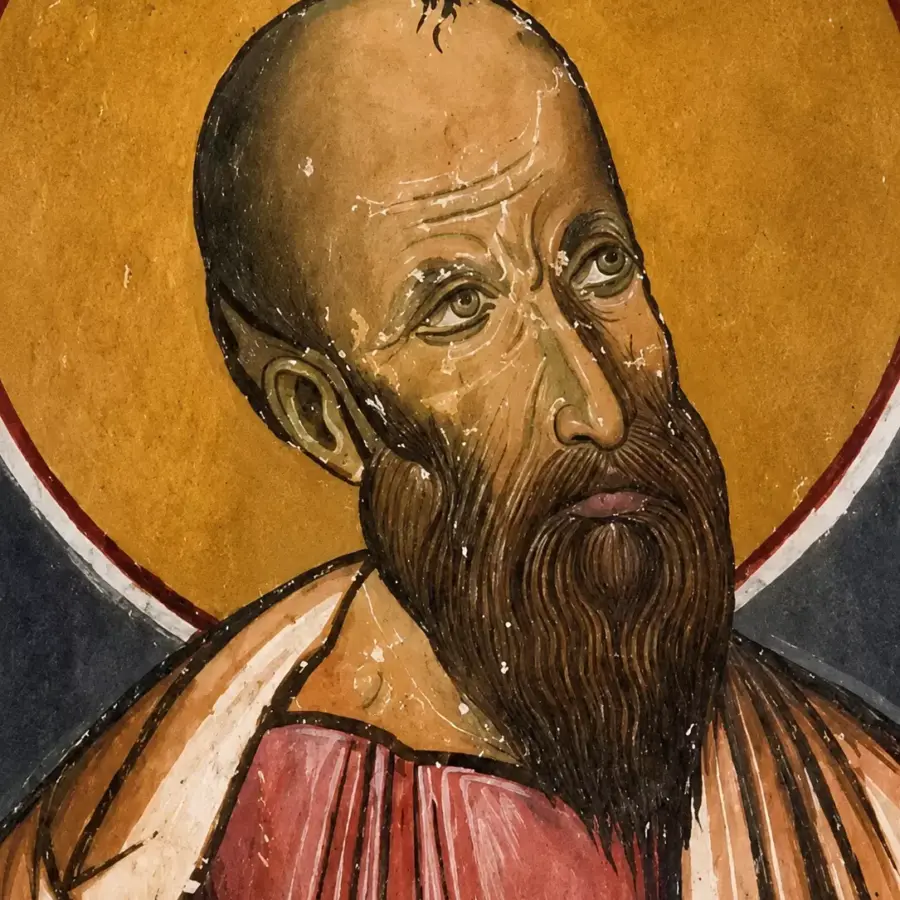 Apostle Paul At Panagia Tou Arakos, Detail Of The Face And Golden Halo