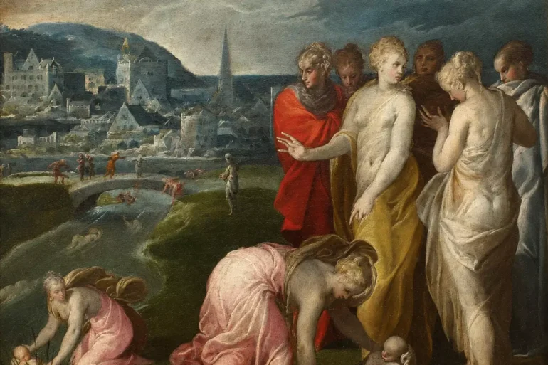 Des Femmes Vêtues De Draperies Aériennes Sauvent Moïse. L’art Maniériste De La Renaissance Au Musée Du Louvre.