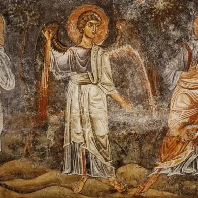 Ascension Of Christ At Ohrid Detail With An Angel Between Two Apostles At Hagia Sophia