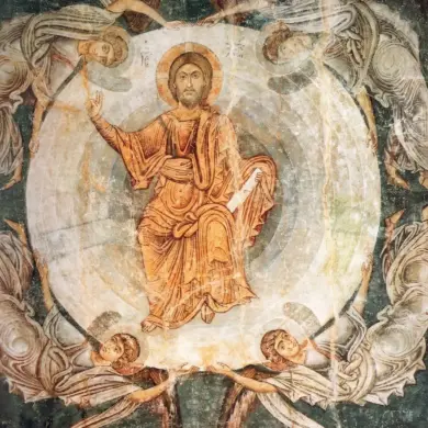 Ascension Of Christ In Ohrid With Christ In A Mandorla Supported By Four Angels