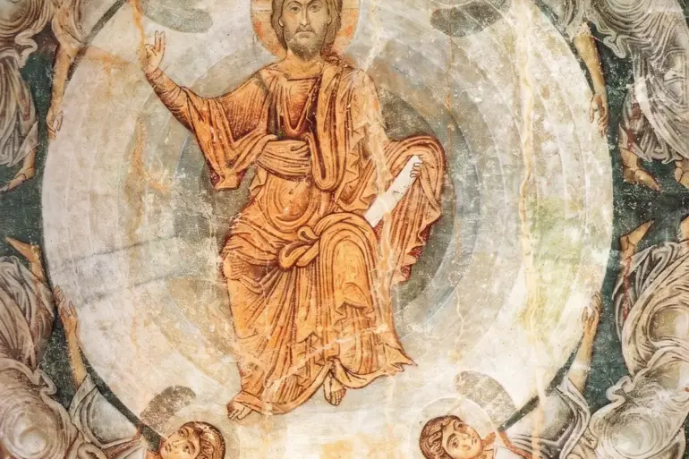Ascension Of Christ In Ohrid With Christ In A Mandorla Supported By Four Angels